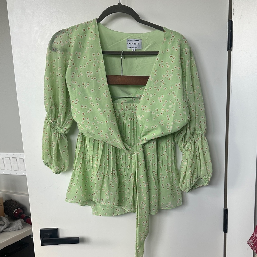 SABO Skirt Light Green Floral Set